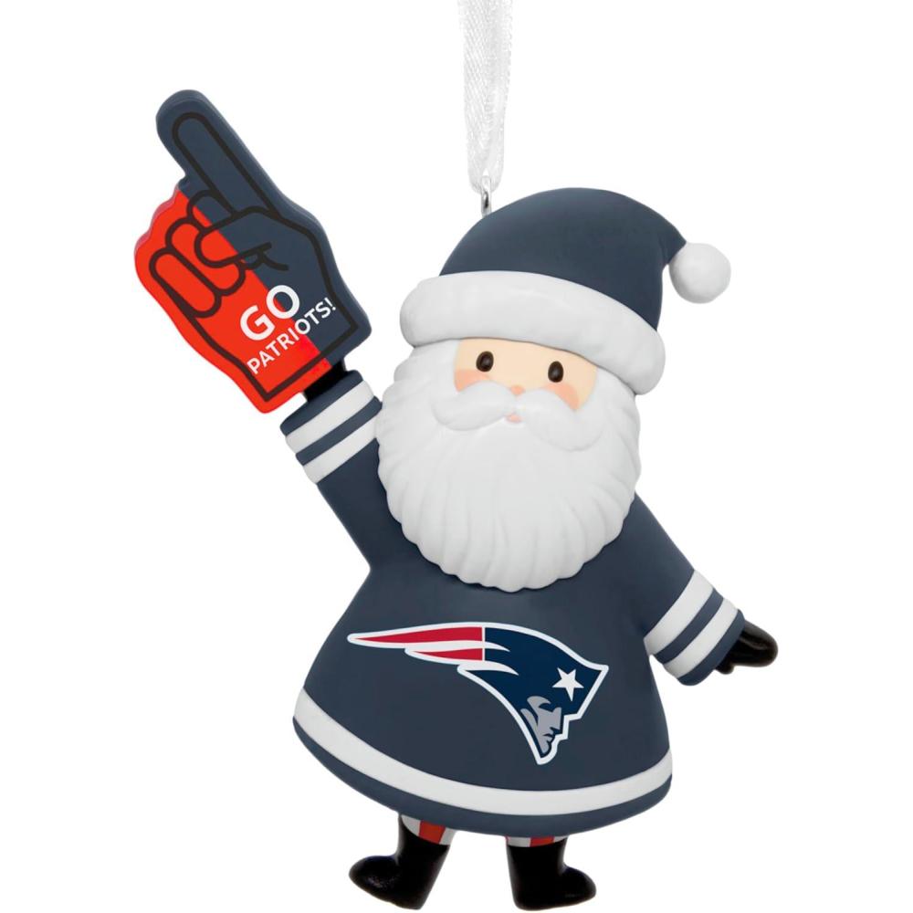 imageHallmark NFL New England Patriots Santa Fan Christmas Ornament Gifts for Sports Fans