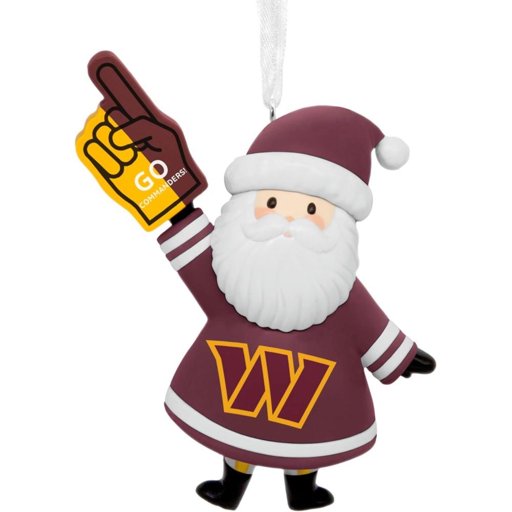 imageHallmark NFL Washington Commanders Santa Fan Christmas Ornament Gifts for Sports Fans