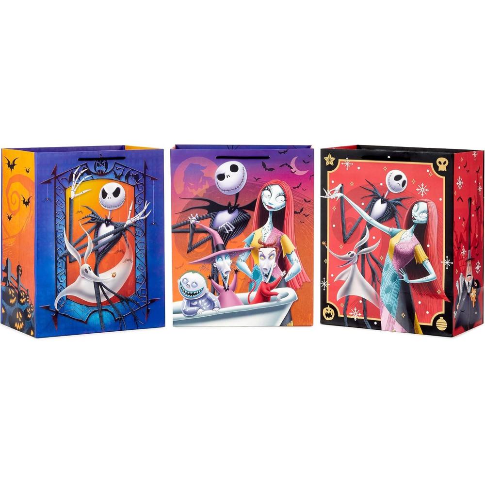 imageHallmark Nightmare Before Christmas Flat Wrapping Paper Sheets with Cutlines on Reverse 12 Folded Sheets for Christmas Birthdays HalloweenGift Bags