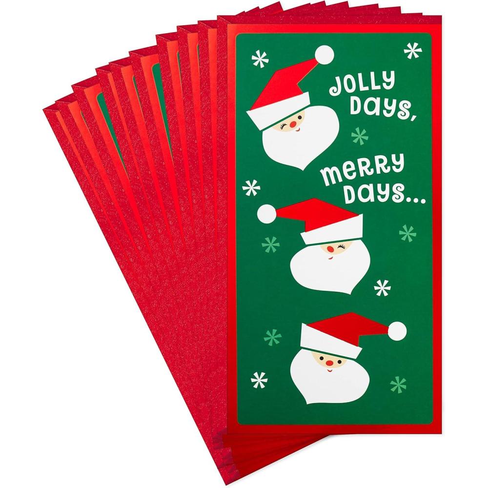 imageHallmark Pack of Christmas Money or Gift Card Holders Santa Claus 10 Cards with EnvelopesSanta Claus  10 Money Holders with Envelopes