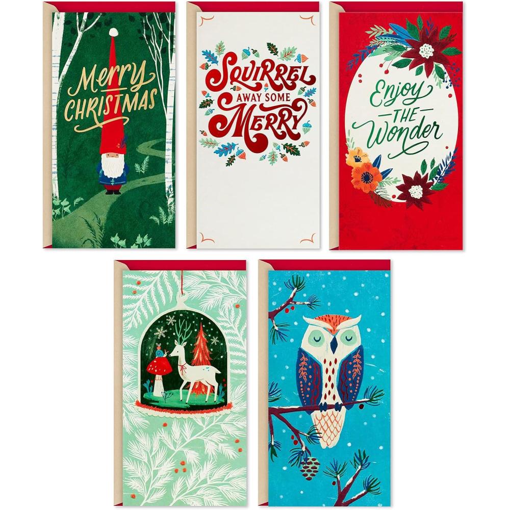 imageHallmark Pack of Money or Gift Card Holders Christmas Wishes 10 Cards with EnvelopesWoodland Wonder