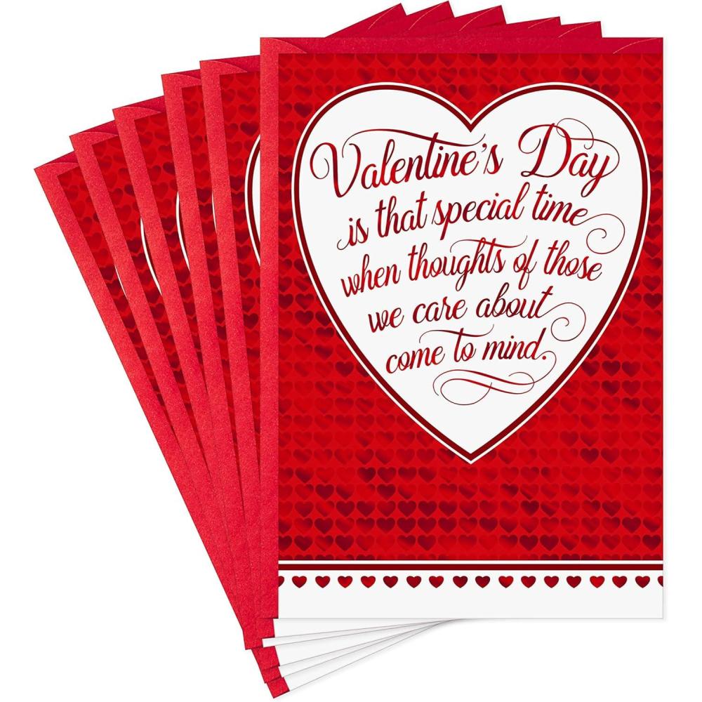 imageHallmark Pack of Valentines Day Cards Hearts and Flowers 10 Valentines Day Cards with EnvelopesRed Hearts  Elegant Lettering