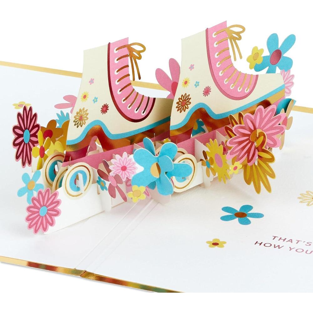 imageHallmark Paper Wonder Birthday Pop Up Card For Women Pink and Gold Birthday Cake 799RZW1030Roller Skates