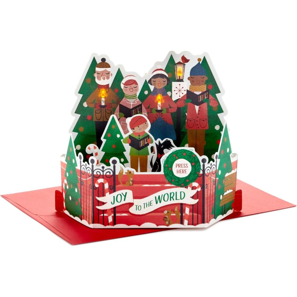 imageHallmark Paper Wonder Displayable Musical Pop Up Christmas Card with Lights CarolersJoy to the World Carolers Pop Up Card with Sound