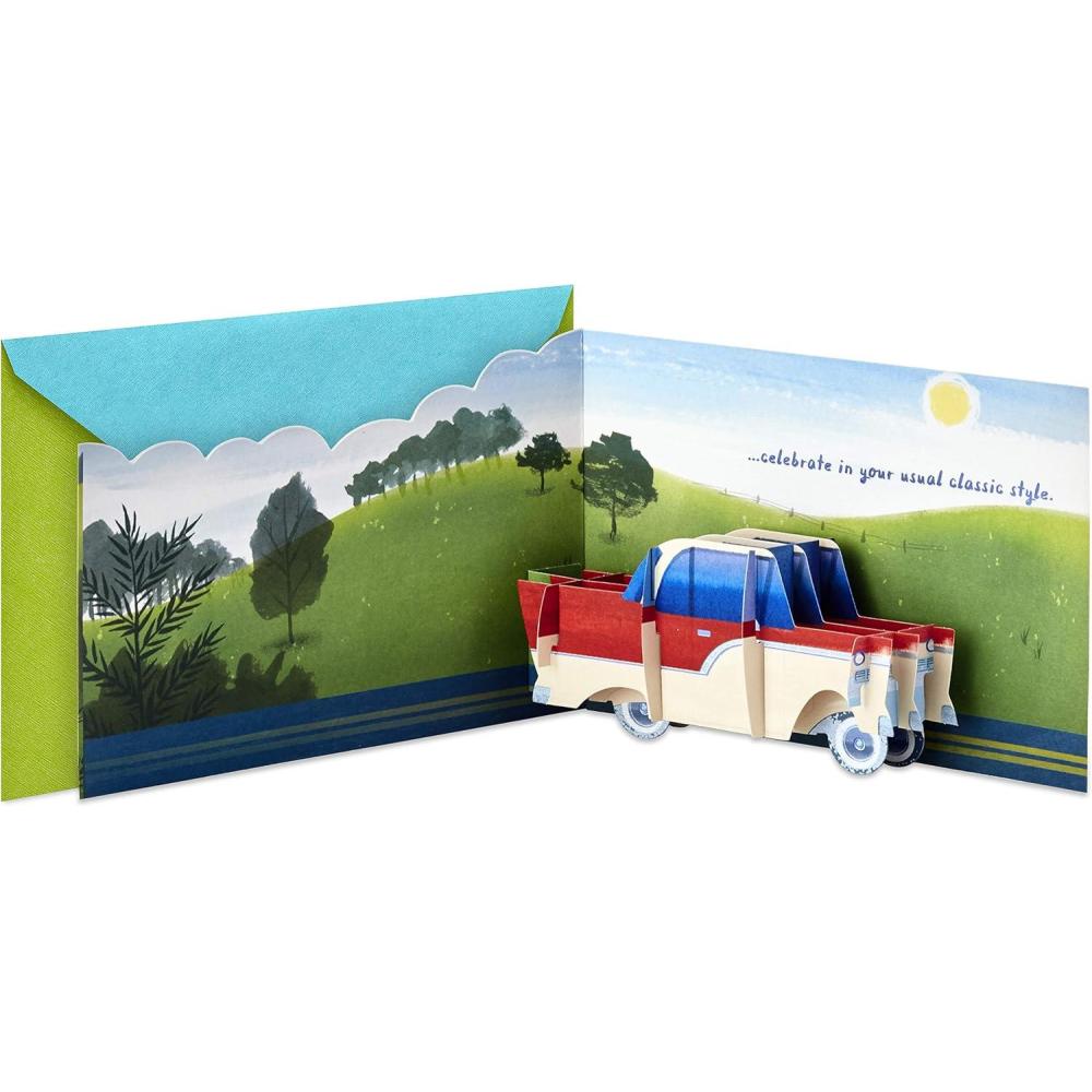 imageHallmark Paper Wonder Displayable Pop Up Birthday Card BeerClassic Car