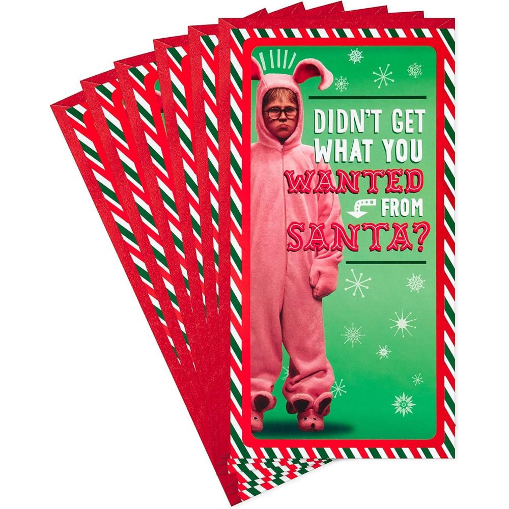 imageHallmark Paper Wonder Displayable Pop Up Christmas Card A Christmas Story Leg LampBunny  6 Money Holder Cards with Envelopes