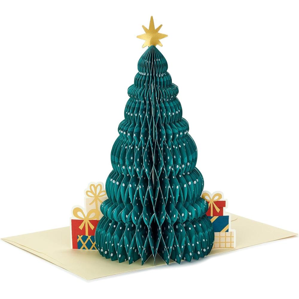 imageHallmark Paper Wonder Displayable Pop Up Honeycomb Christmas Card Red TruckChristmas Tree Honeycomb