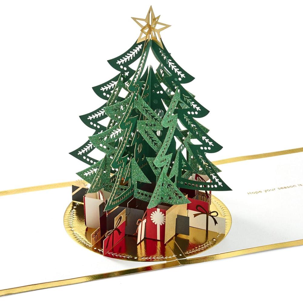 imageHallmark Paper Wonder Mini Pop Up Christmas Cards 3 Cards with Envelopes Red Truck Cardinal Merry and BrightChristmas Tree Pop Up
