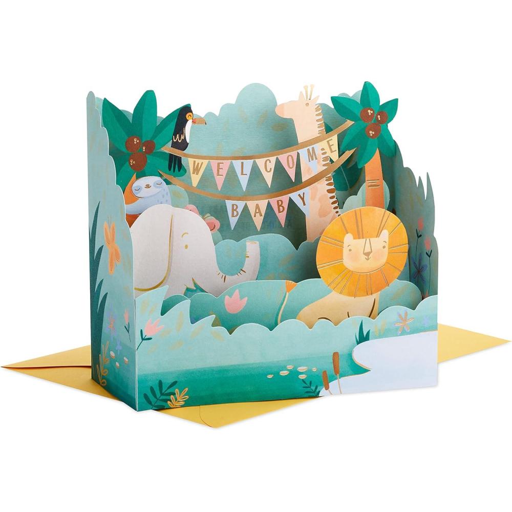 imageHallmark Paper Wonder Pop Up Baby Shower Card for New Parents Family Tree Welcome New Baby Congratulations Gender RevealJungle