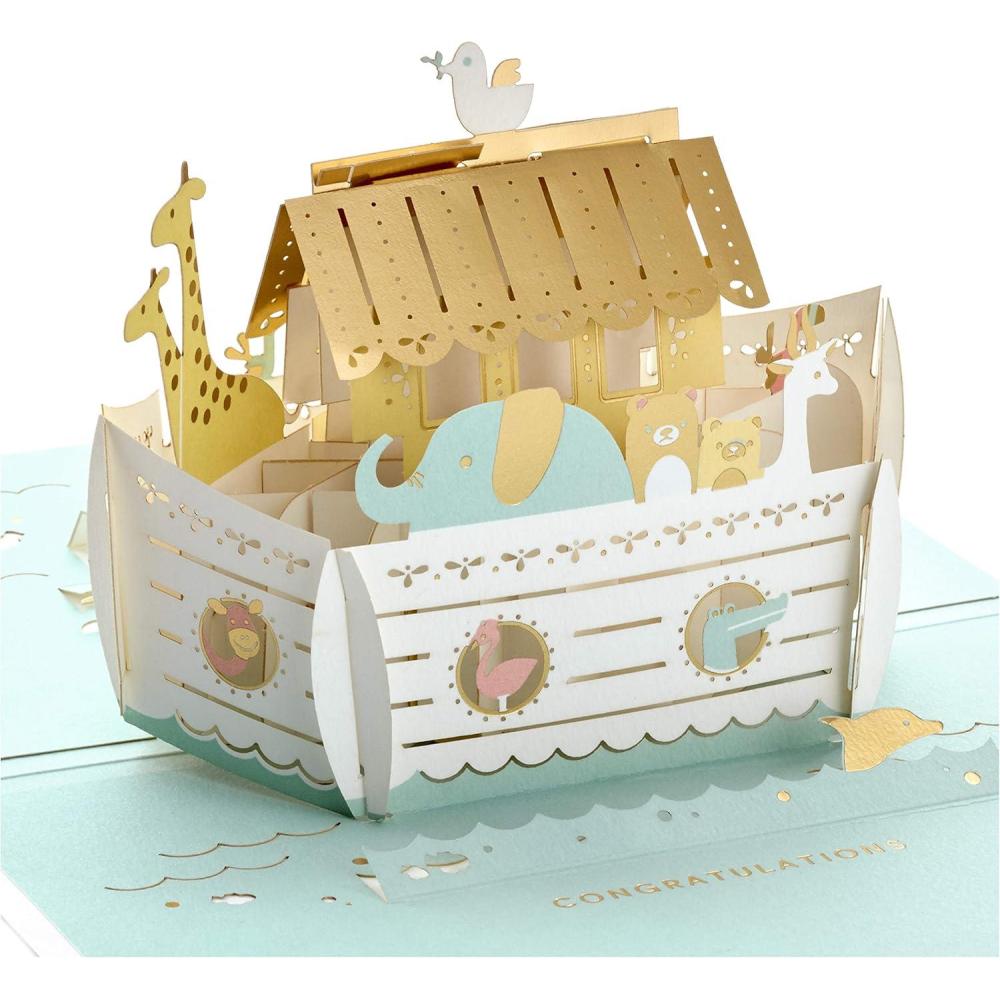 imageHallmark Paper Wonder Pop Up Baby Shower Card for New Parents Family Tree Welcome New Baby Congratulations Gender RevealPop Up  Noahs Ark