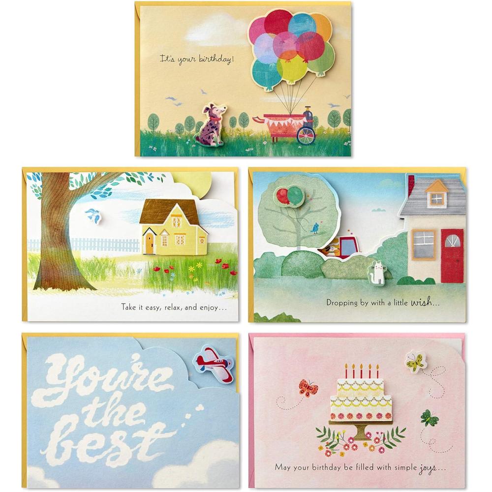 imageHallmark Paper Wonder Pop Up Birthday Cards Assortment 5 Cards with Envelopes Model2499RZW1029