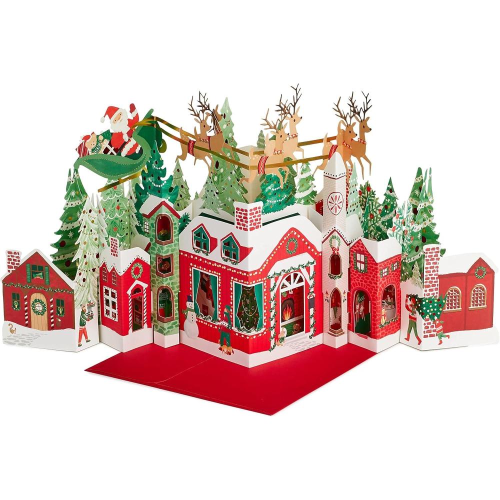 imageHallmark Paper Wonder Pop Up Jumbo Christmas Card Holiday Tabletop Decor Accordion Fold Christmas VillageChristmas Village