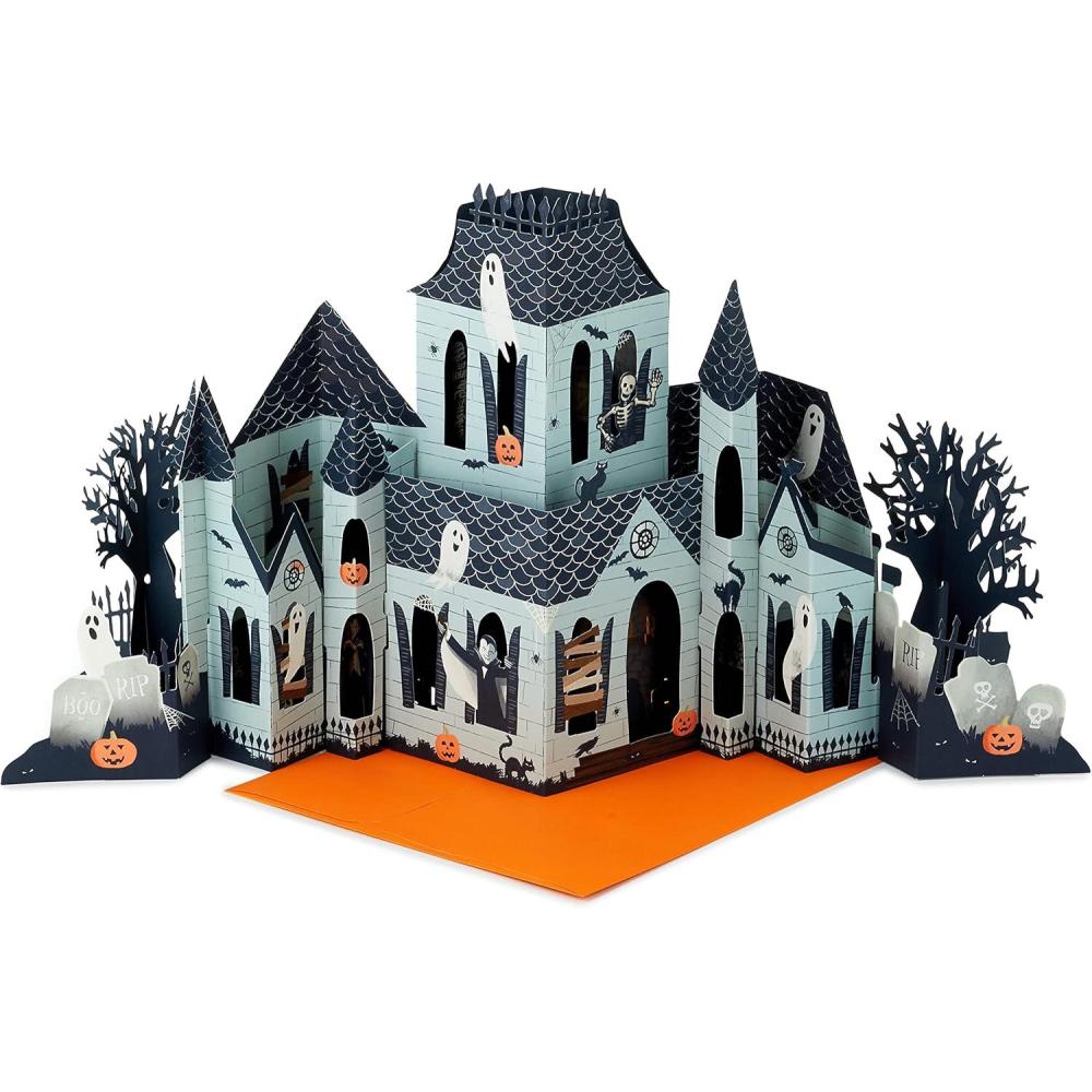 imageHallmark Paper Wonder Pop Up Jumbo Christmas Card Holiday Tabletop Decor Accordion Fold Christmas VillageHaunted House