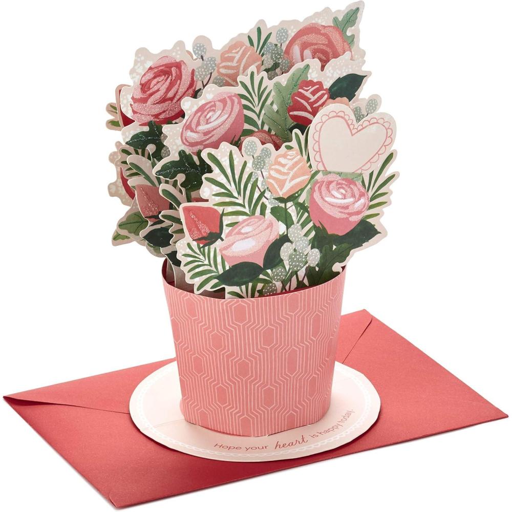 imageHallmark Paper Wonder Pop Up Valentines Day Card Displayable Bouquet Happy HeartHappy Heart  Pop Up Bouquet