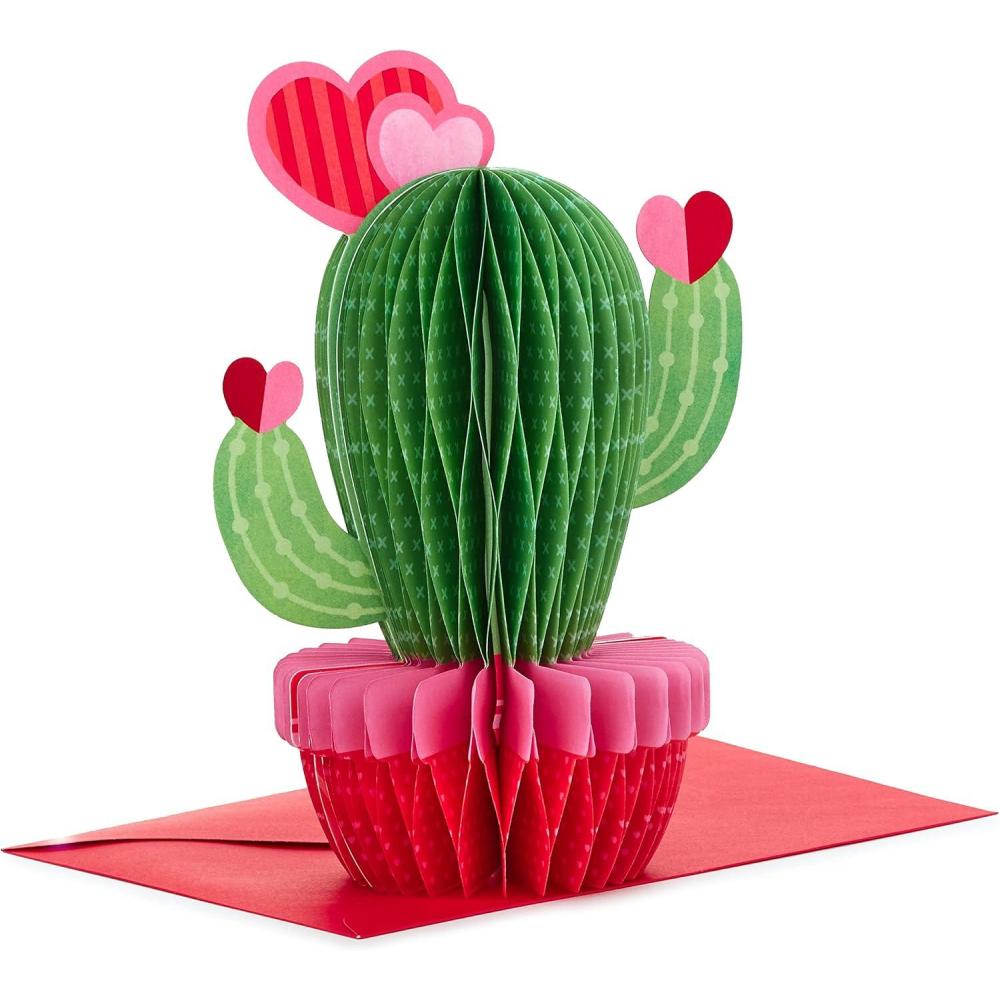 imageHallmark Paper Wonder Pop Up Valentines Day Card Displayable Bouquet Happy HeartPop Up  Honeycomb Cactus