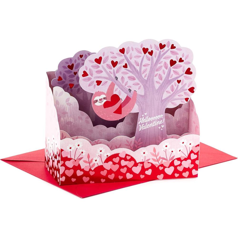 imageHallmark Paper Wonder Pop Up Valentines Day Card Honeycomb HedgehogSloth