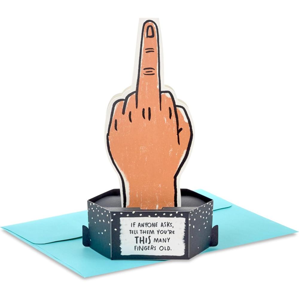 imageHallmark Paper Wonder Shoebox Funny Birthday Card Middle Finger Years Old for Mom Dad Sibling Coworker