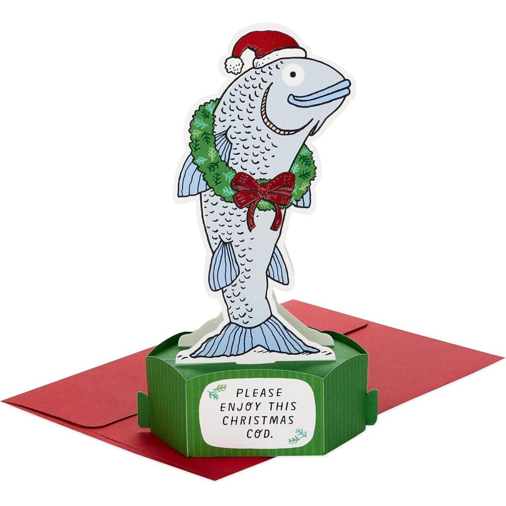 imageHallmark Paper Wonder Shoebox Funny Pop Up Christmas Card Christmas Cod FishChristmas Cod  Funny Pop Up Card