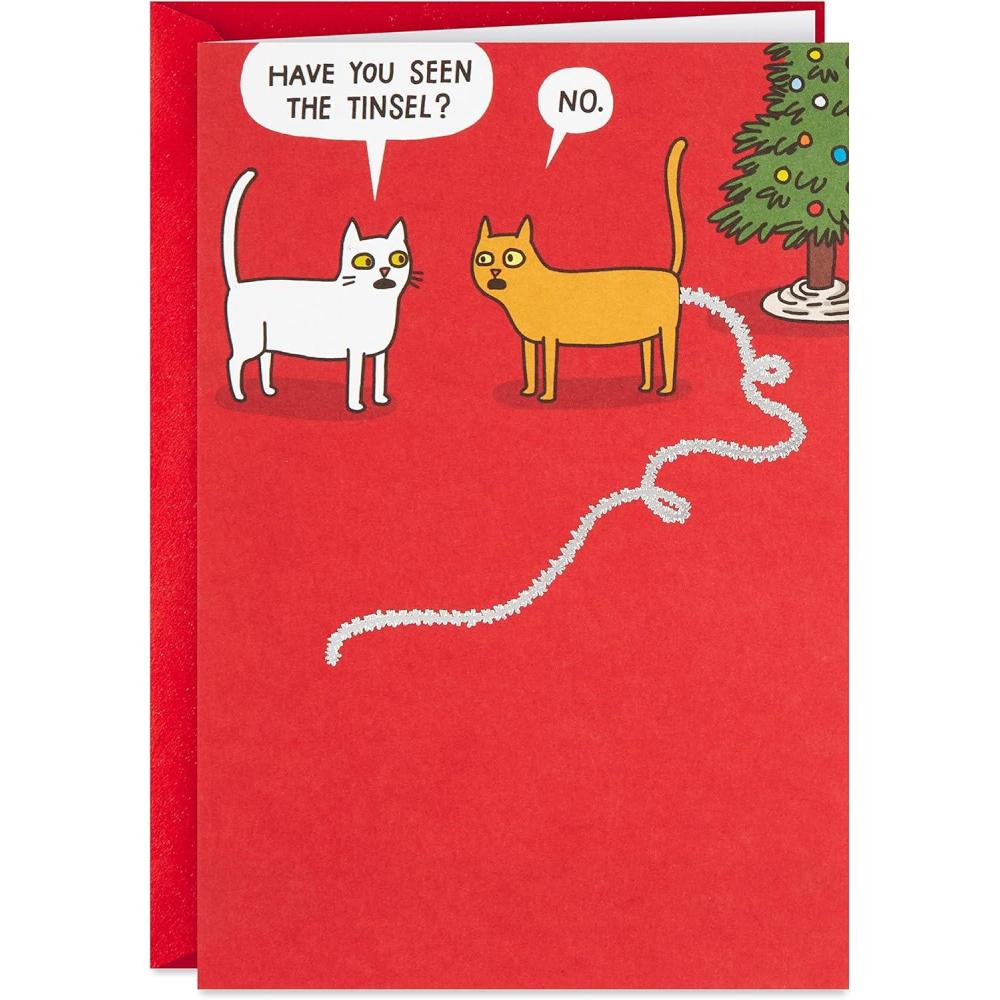 imageHallmark Paper Wonder Shoebox Funny Pop Up Christmas Card Christmas Cod FishFunny Tinsel Cat Card