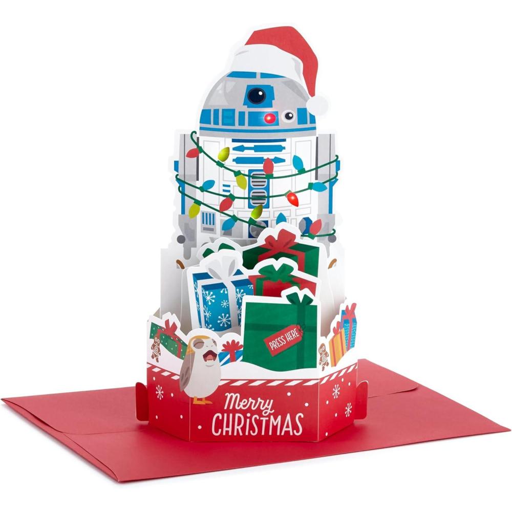 imageHallmark Paper Wonder Star Wars Displayable Pop Up Christmas Card with Music R2D2 We Wish You a Merry Christmas May the 4thR2D2  Plays We Wish You a Merry Christmas