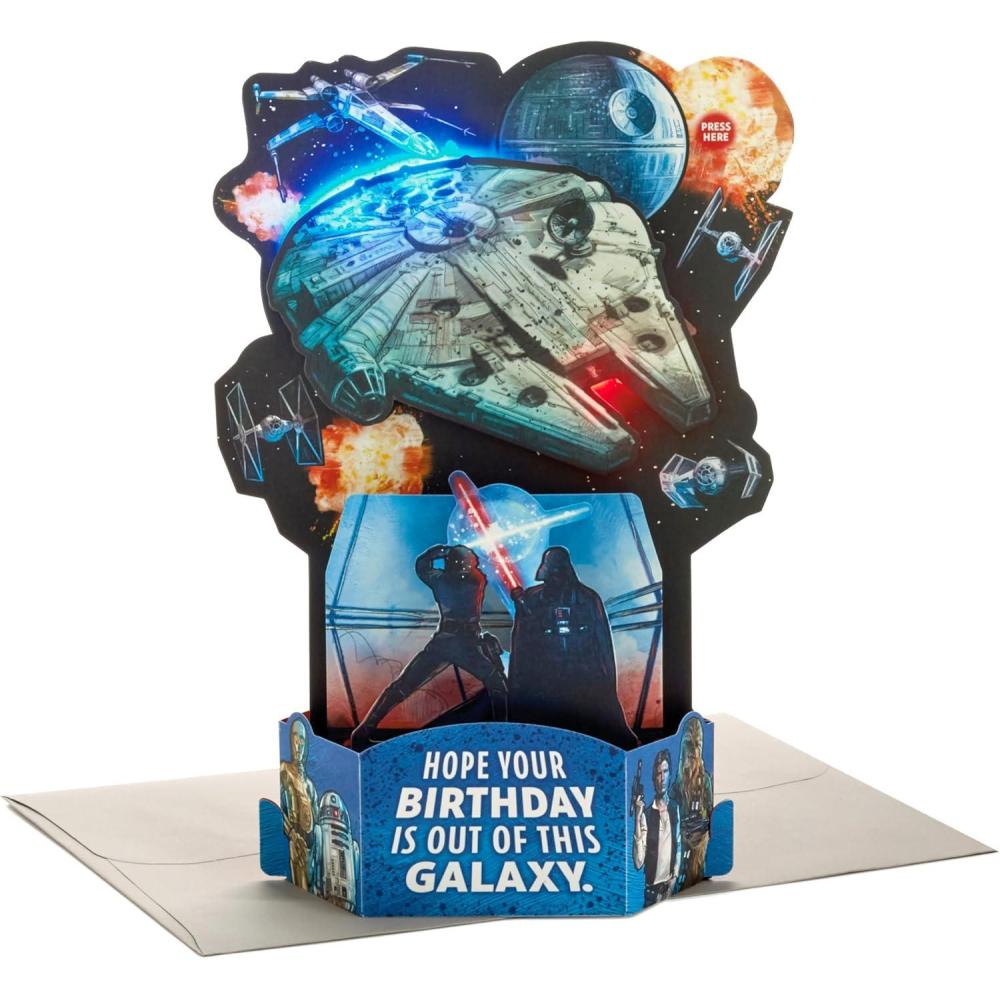 imageHallmark Paper Wonder Star Wars Pop Up Birthday Card with Music Out of this Galaxy Plays Star Wars Theme May the 4thPop Up  Out of this Galaxy  Plays Star Wars Theme