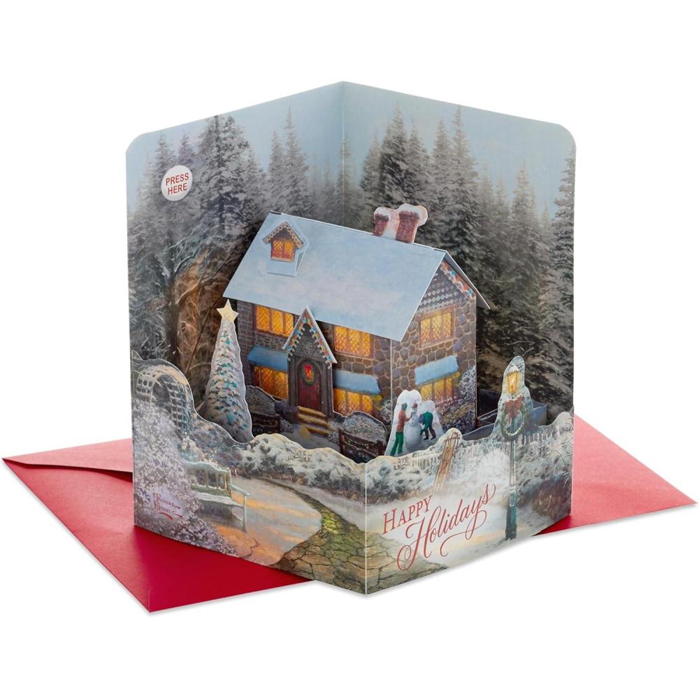 imageHallmark Paper Wonder Thomas Kinkade Musical Pop Up Christmas Card Deck the Halls