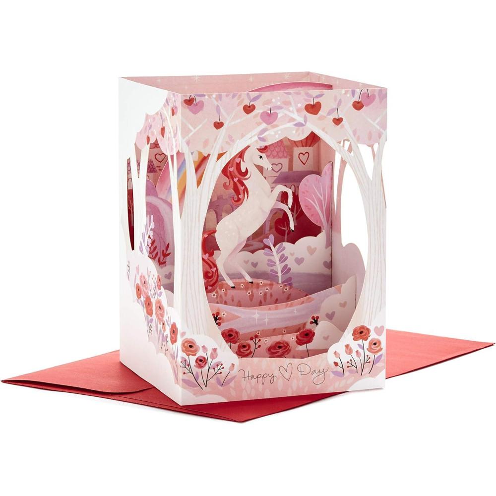 imageHallmark Paper Wonder Valentines Day Pop Up Card Unicorn Magical WishesUnicorn Pop Up  Magical Wishes