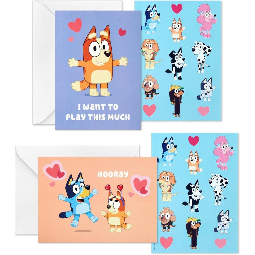 imageHallmark Paw Patrol Valentines Day Cards and Stickers for Kids School 24 Classroom Valentines with EnvelopesBluey Valentines with Stickers