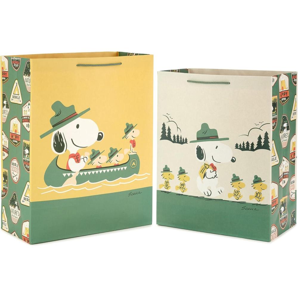 imageHallmark Peanuts 13quot Large Gift Bag with Tissue Paper Rainbow Snoopy Charlie Brown Linus Lucy for Birthdays Christmas FansSnoopy and Woodstock