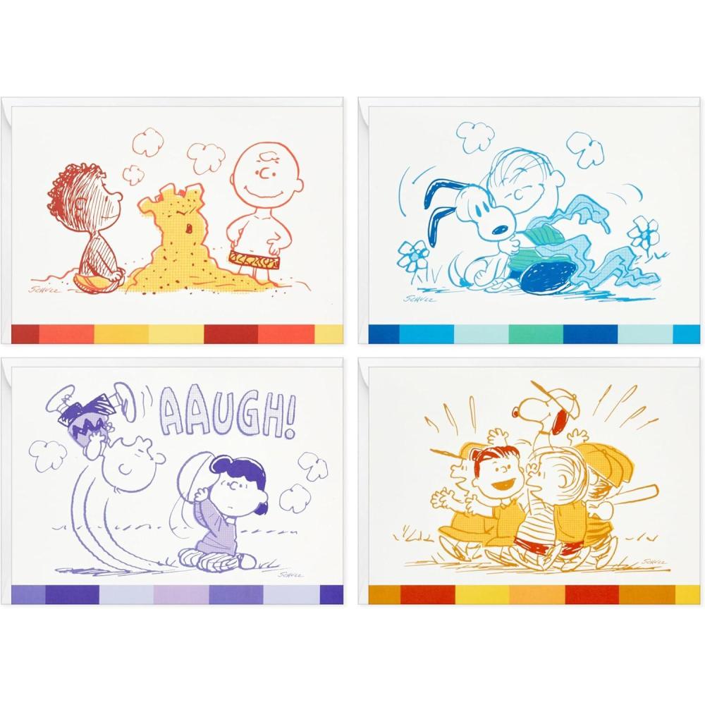imageHallmark Peanuts 75th Anniversary Note Card Assortment 24 Cards with Envelopes Charlie Brown Snoopy Lucy and MorePeanuts 75th Anniversary