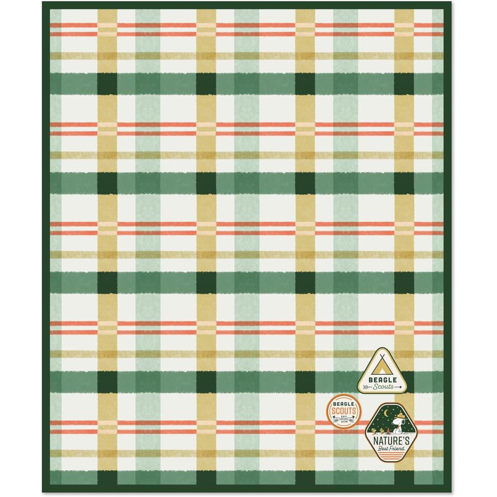imageHallmark Peanuts Beagle Scouts Picnic Blanket With Bag Snoopy ampamp Woodstock Plaid BlanketPicnic Blanket