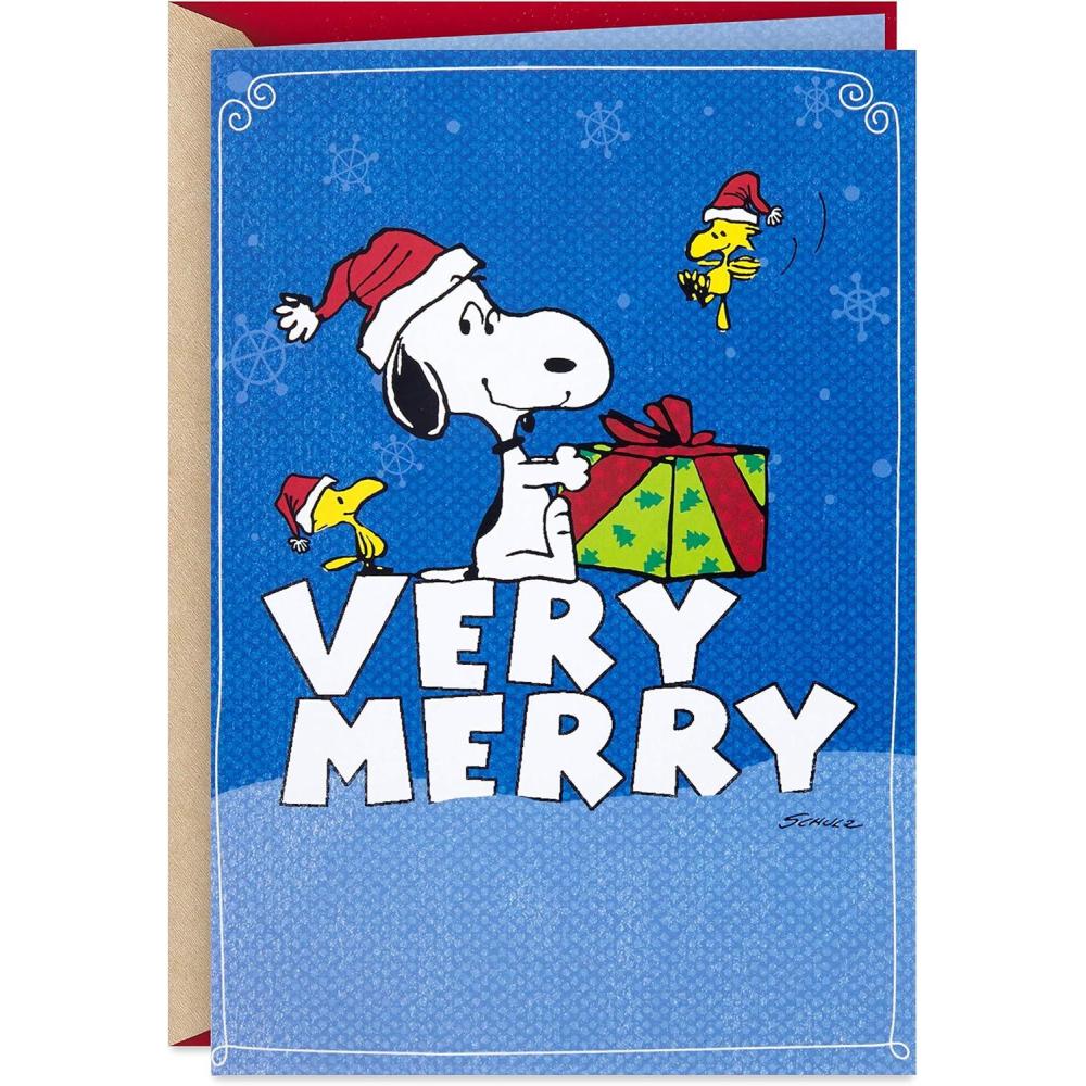 imageHallmark Peanuts Christmas Card Snoopy Ice SkatingVery Merry Snoopy