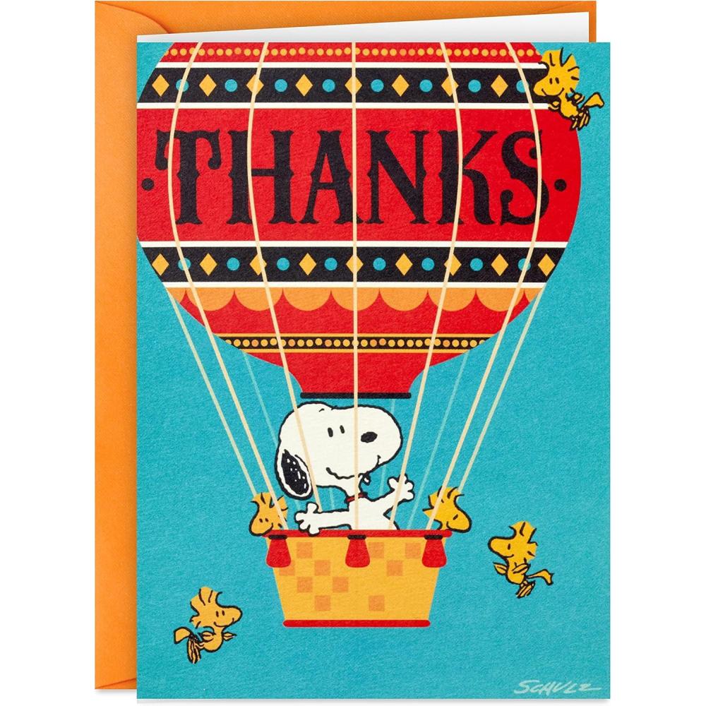 imageHallmark Peanuts Thank You Cards Snoopy in Hot Air Balloon 20 Cards with Envelopes