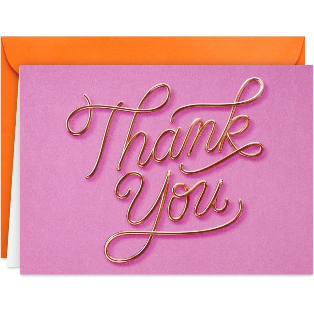 imageHallmark Pink Thank You Notes 40 Blank Cards with Envelopes for Bridal Showers Birthdays Graduations