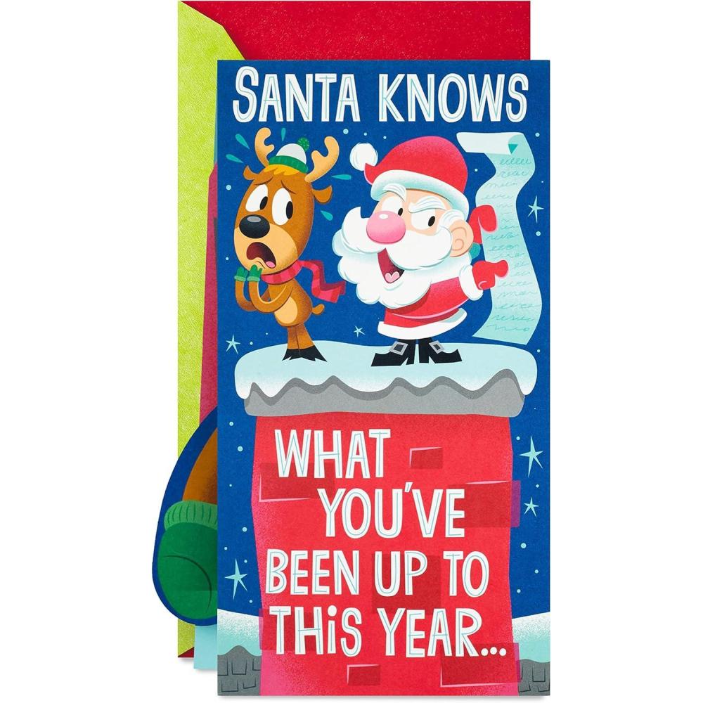 imageHallmark Pop Up Funny Christmas Gift Card Holder or Money Holder Card Naughty List 5XXH20031 Money Holder Card with Envelopes