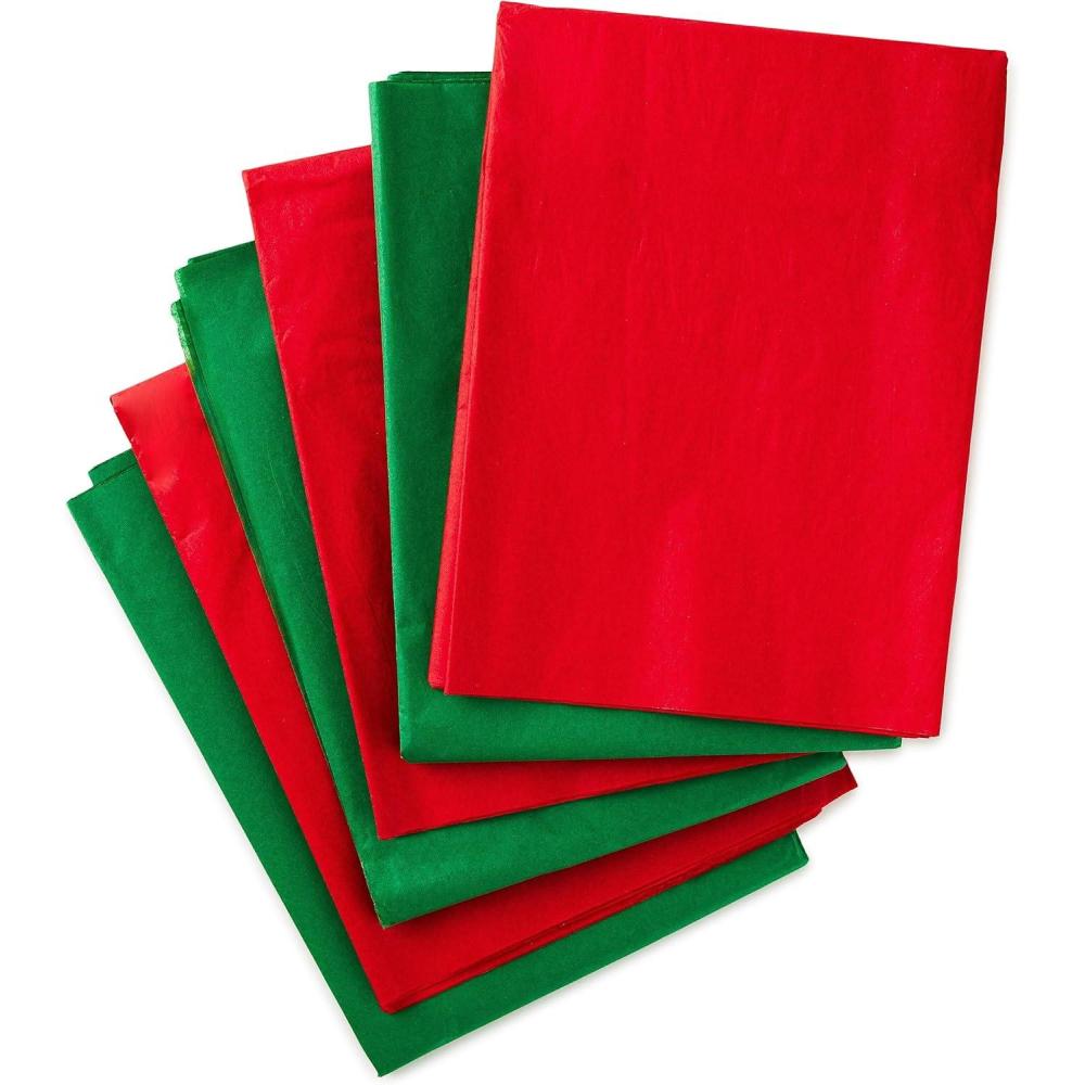 imageHallmark Red White and Blue Bulk Tissue Paper for Gift Wrapping 120 Sheets for Gift Bags Birthdays Graduations Fourth of July Christmas HanukkahRed and Green