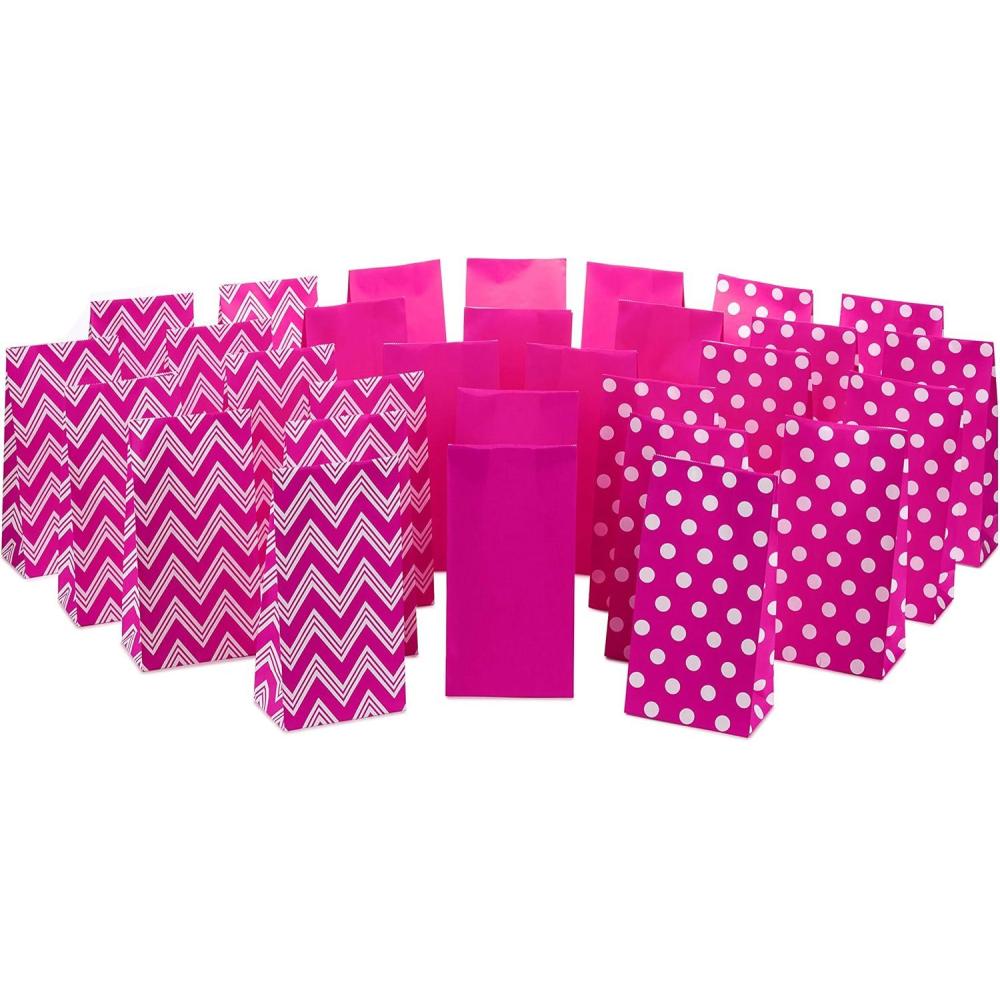 imageHallmark Red and White Stripe Party Favor and Wrapped Treat Bags with Gift Tag Stickers 30 Bags 30 Labels for Christmas Valentines Day Birthdays May Day Care Packages and MorePink Chevron  Solid  Polka Dot
