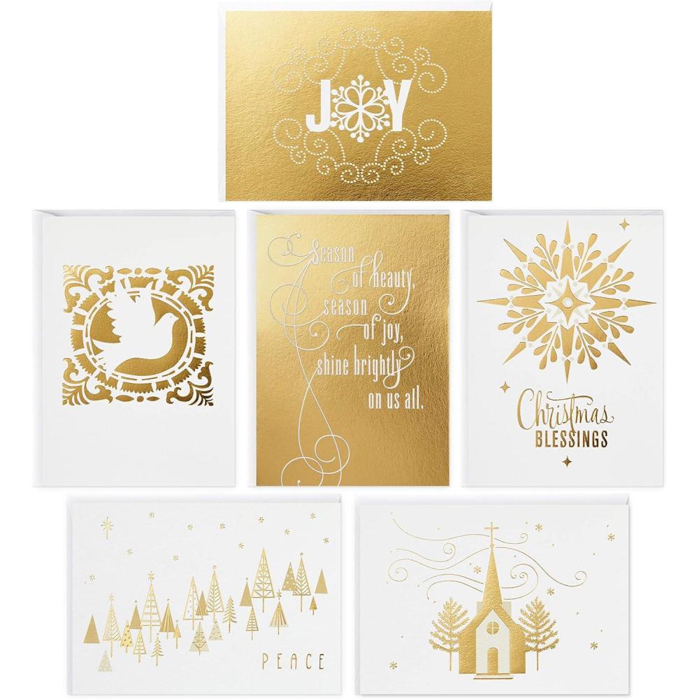 imageHallmark Religious Boxed Christmas Card Assortment Star of Wonder 36 Cards and Envelopes Pink Blue Yellow Green OrangeGold Foil Icons Religious Blank Note Assortment