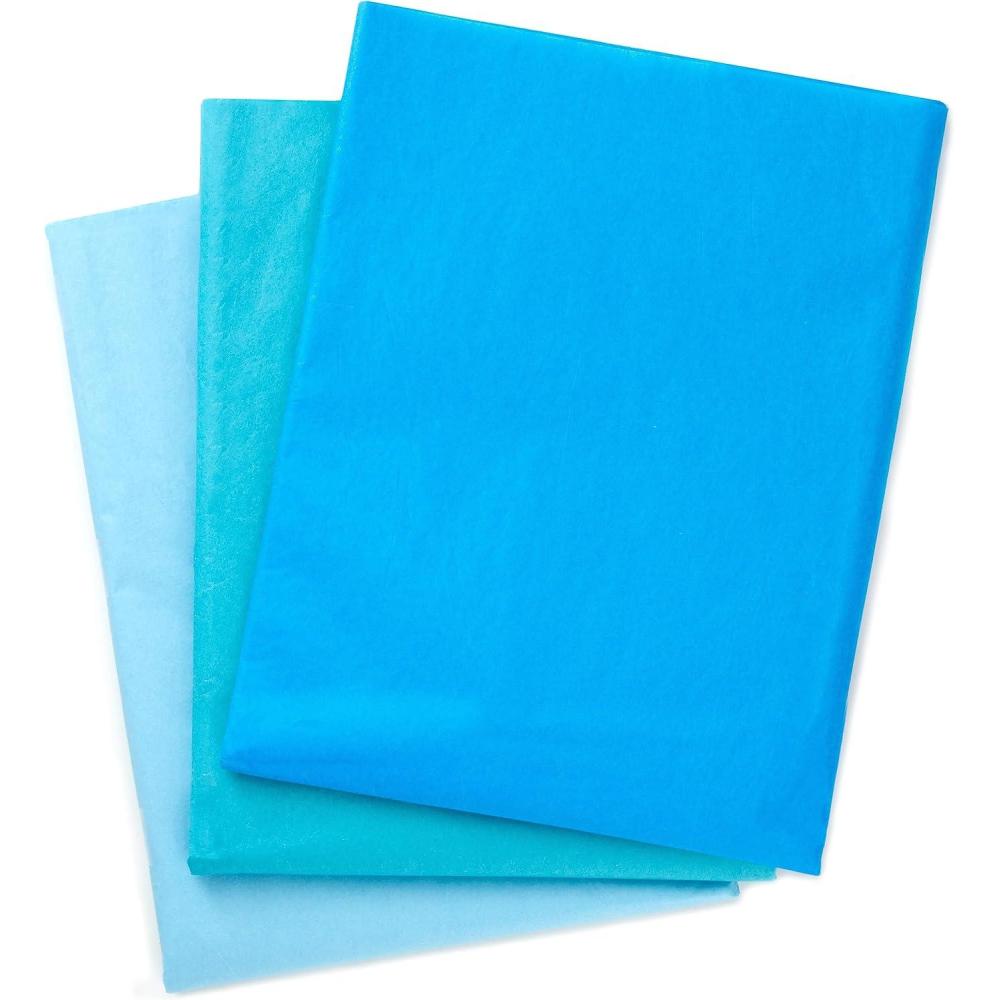 imageHallmark Royal Blue Turquoise and Light Blue Bulk Tissue Paper 90 Sheets for Birthdays Hanukkah Fathers Day Baby Showers GraduationsRoyal Blue  Turquoise and Light Blue