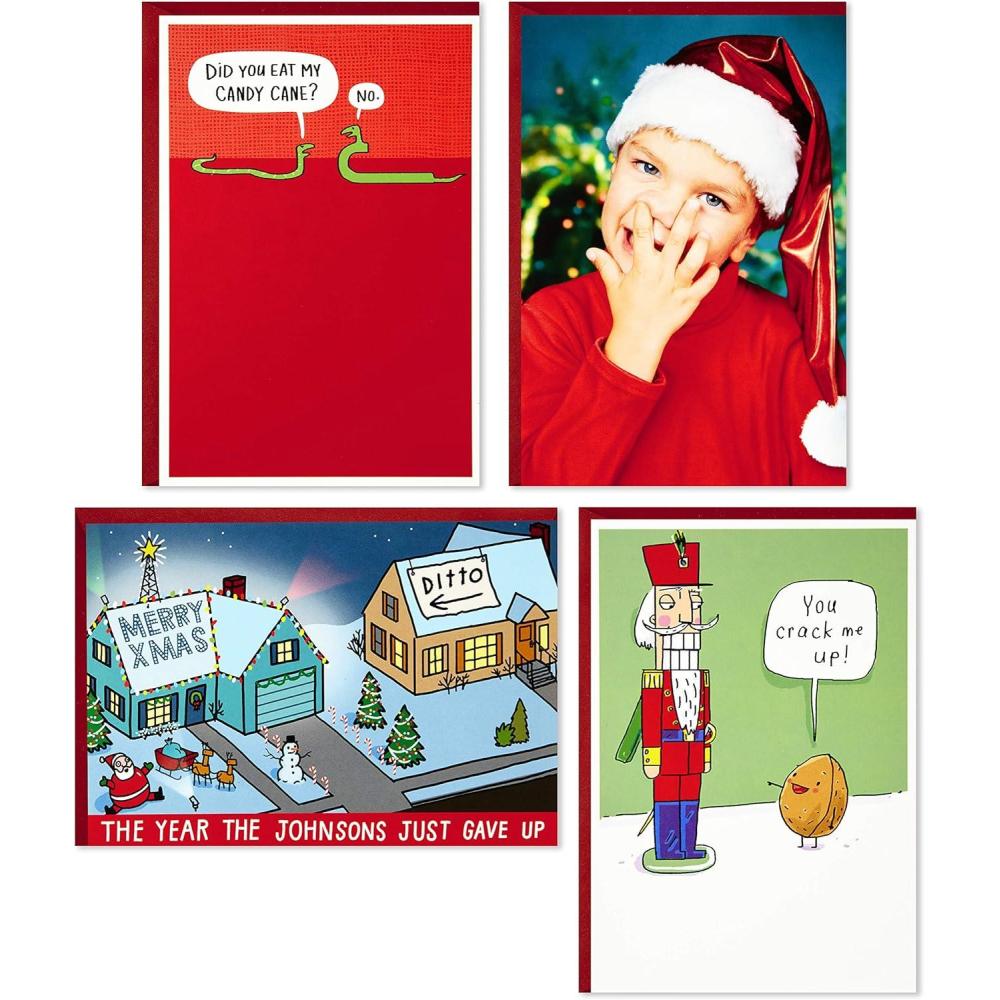 imageHallmark Shoebox Funny Boxed Christmas Cards Assortment Crack Me Up 4 Designs 24 Christmas Cards with Envelopes 5XPX9457Shoebox Funny