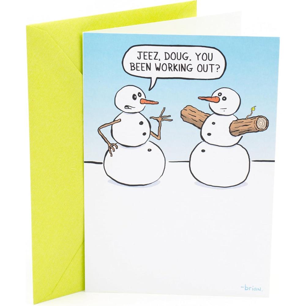 imageHallmark Shoebox Funny Christmas Card Ice Hole Polar BearsBuff Snowman  1 Card with Envelope