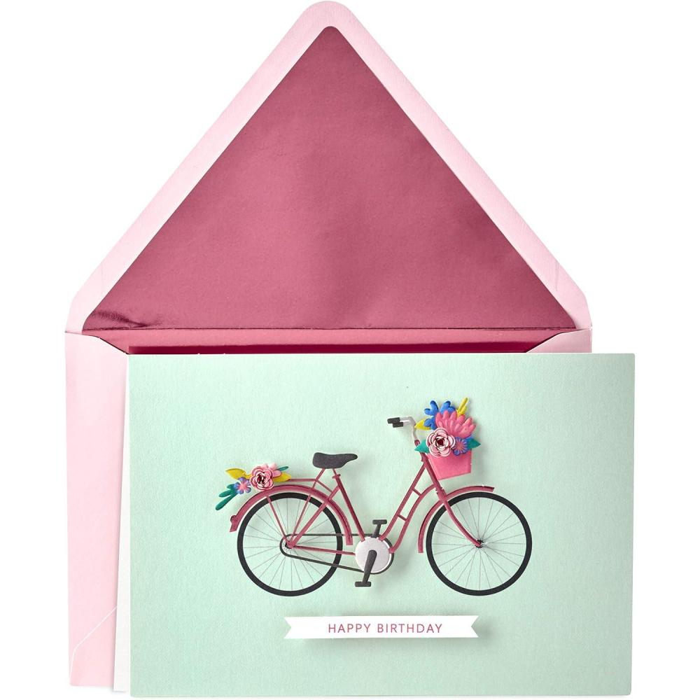 imageHallmark Signature Birthday Card for Women Oh Happy DayBicycle with Flowers