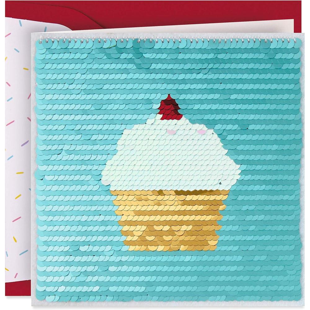 imageHallmark Signature Birthday Card for Women Oh Happy DaySequin Cupcake