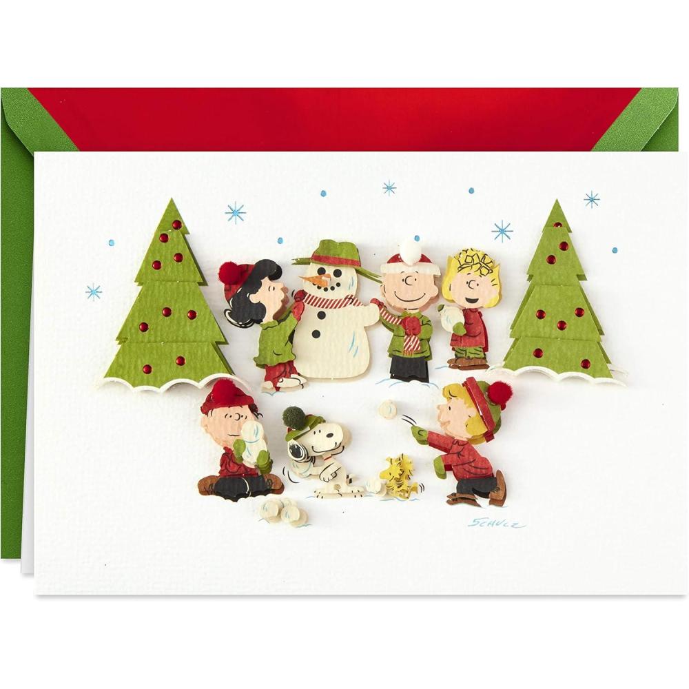 imageHallmark Signature Christmas Card SnowflakesPeanuts  Fun and Frosty Christmas