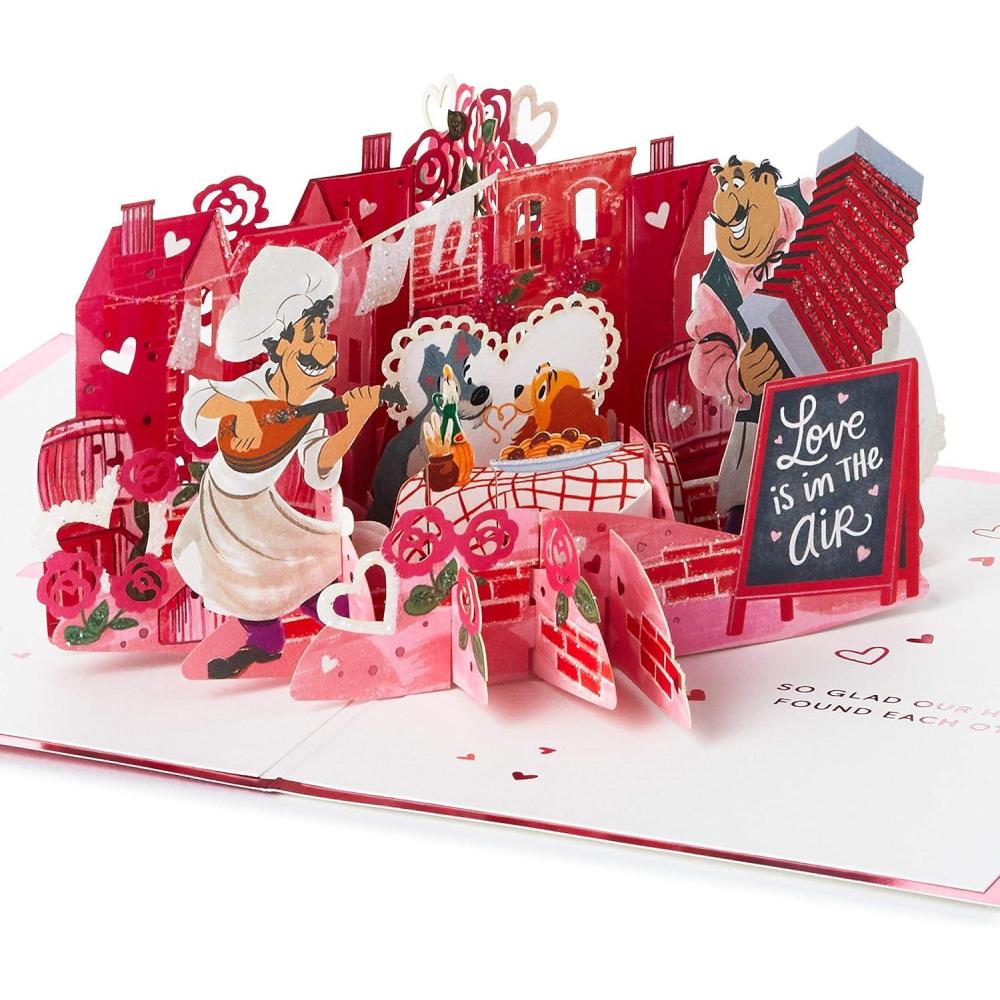 imageHallmark Signature Paper Wonder Disney Pop Up Card Lady and the Tramp for Anniversary Romantic Birthday Love Valentines DayLady and the Tramp