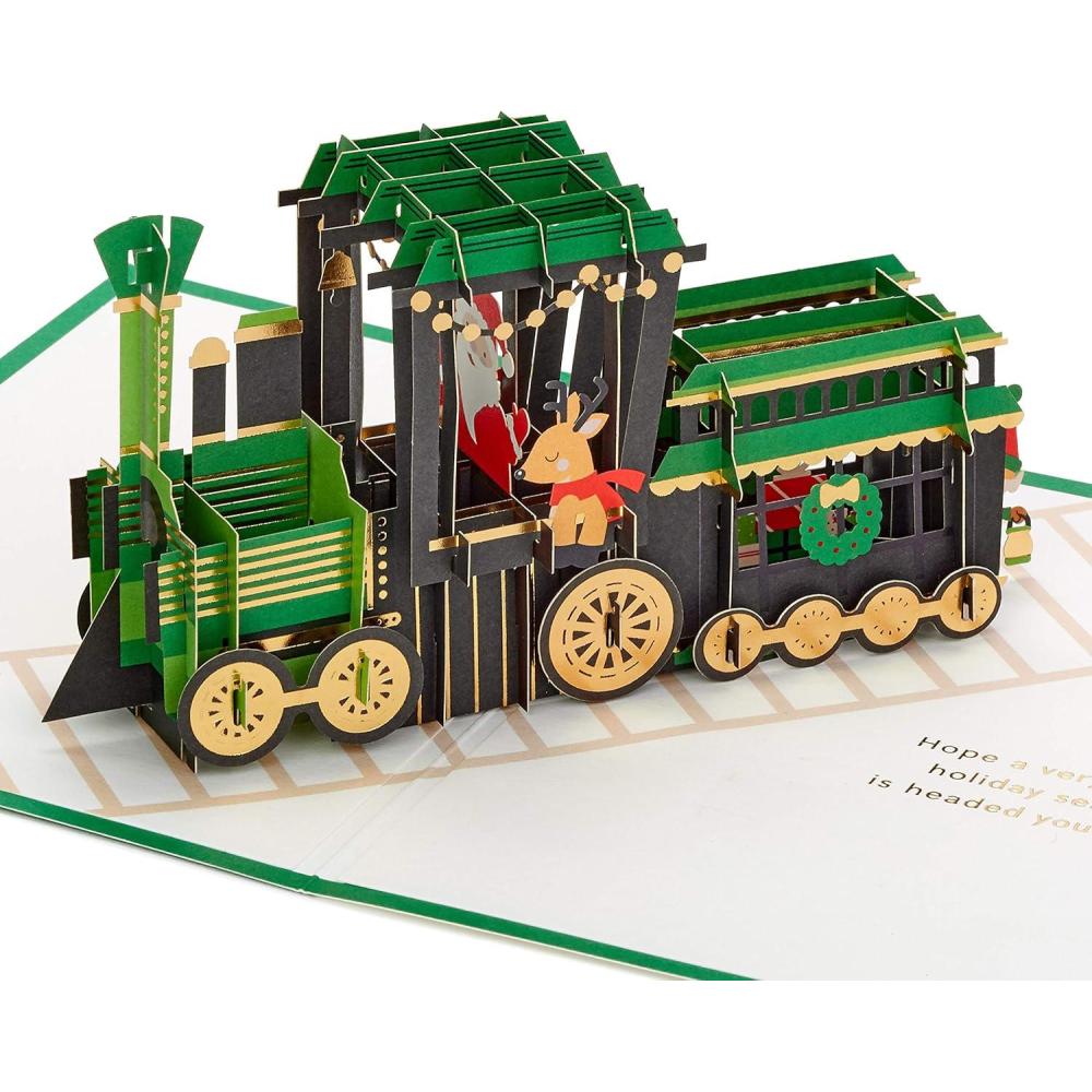 imageHallmark Signature Paper Wonder Pop Up Christmas Card Christmas TrainPop Up  Christmas Train