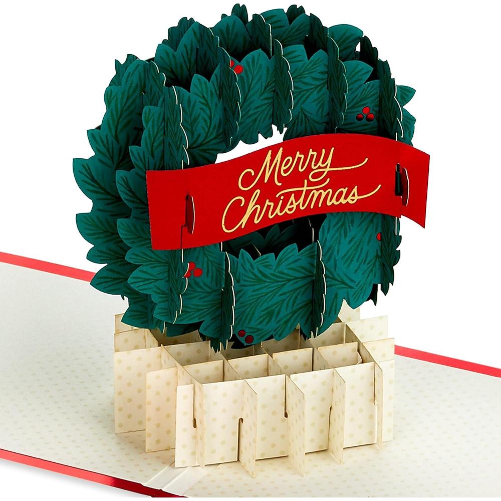 imageHallmark Signature Paper Wonder Pop Up Christmas Card Classic WreathClassic Wreath Pop Up