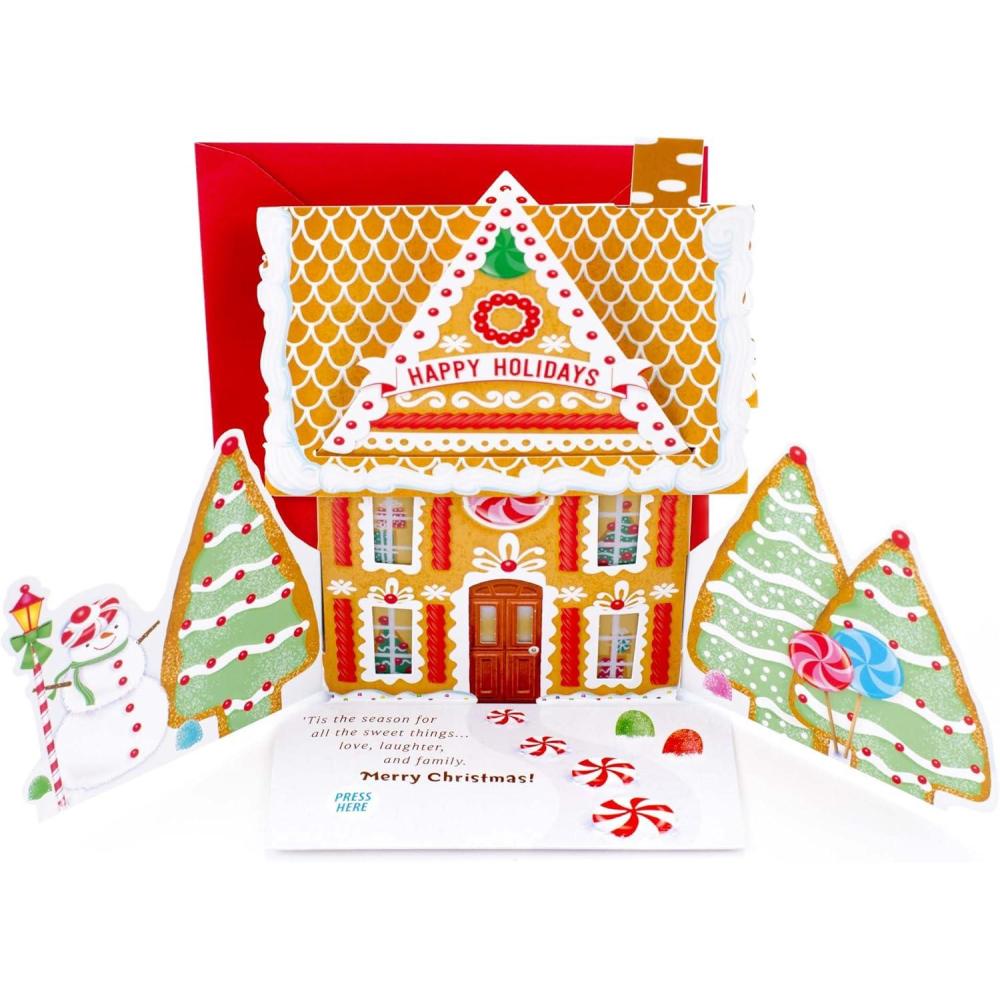 imageHallmark Signature Paper Wonder Pop Up Christmas Card GingerbreadGingerbread Pop Up  Plays Music and Lights Up