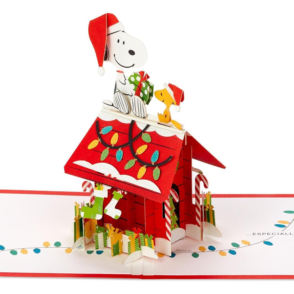 imageHallmark Signature Paper Wonder Pop Up Christmas Card Peanuts Snoopys Dog HousePeanuts  Snoopys Dog House Pop up