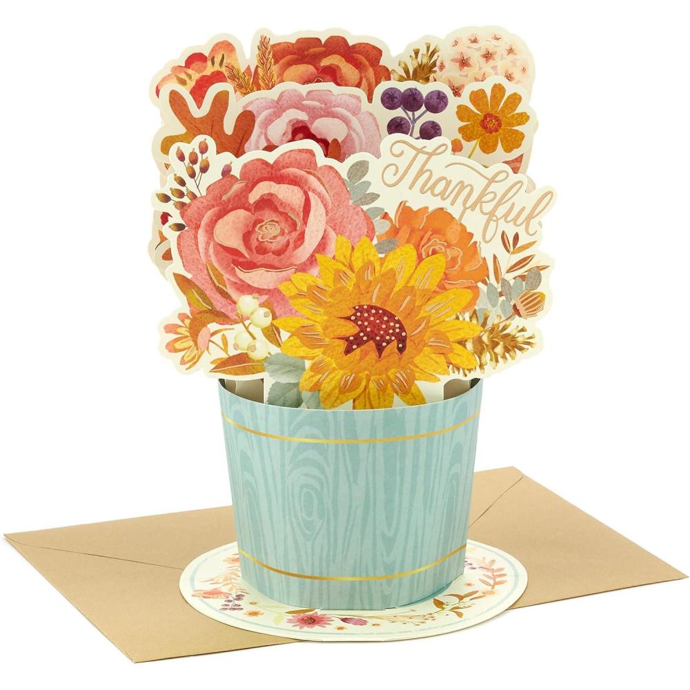 imageHallmark Signature Paper Wonder Thanksgiving Pop Up Card TurkeyPop Up  Floral Bouquet